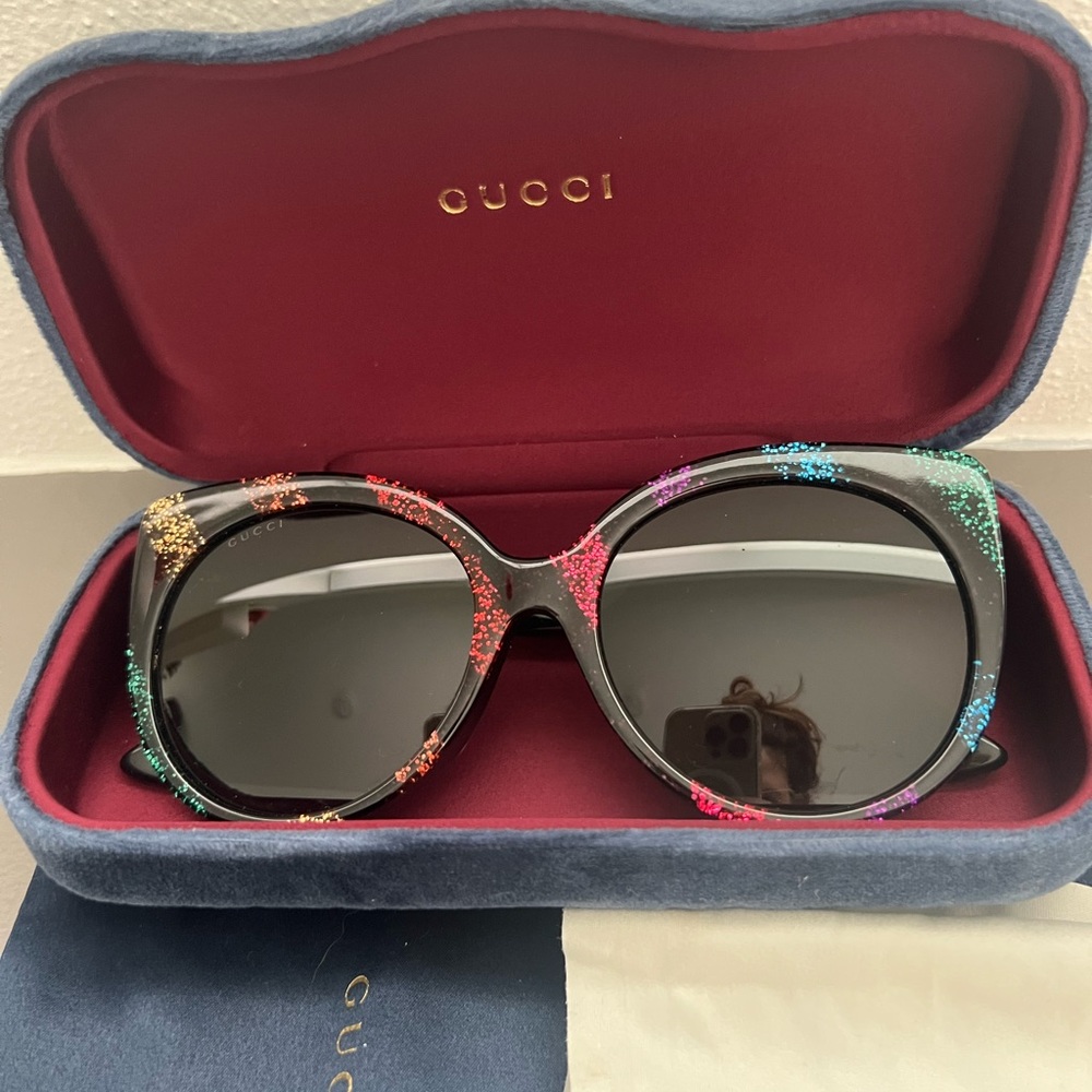Gucci Oversized Rainbow Glitter Sunglasses